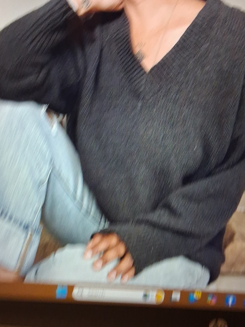 NWOT Curator SF Veta Cotton V Neck Sweater Charcoal